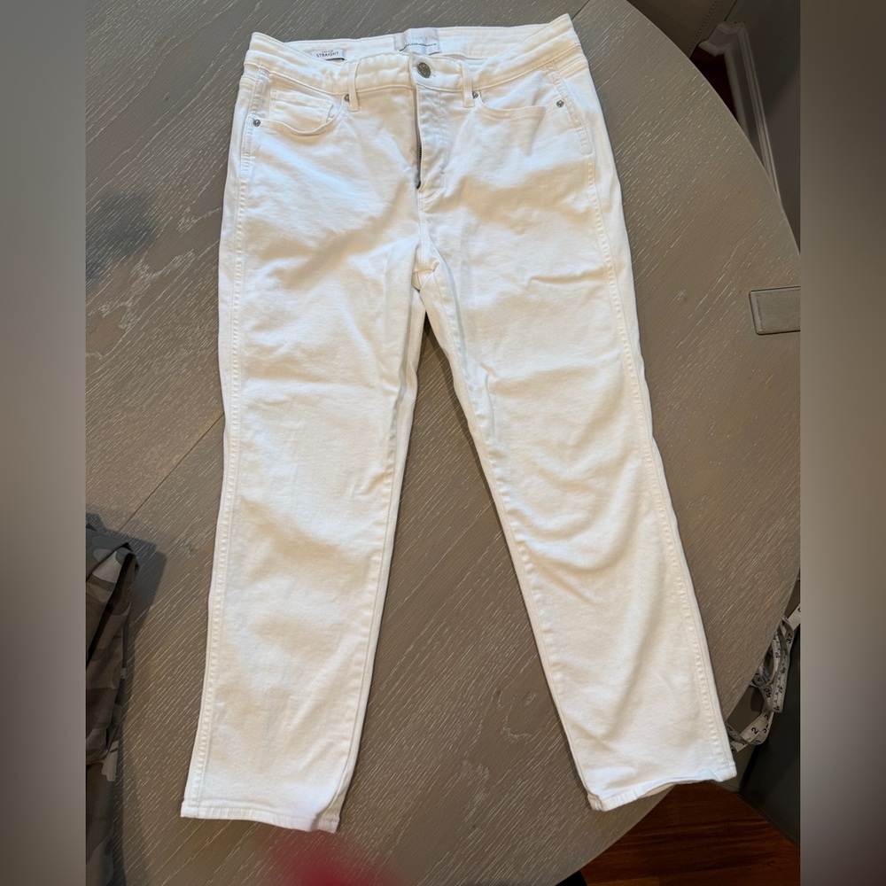 White House Black Market White High Rise Cropped Denim Pants
